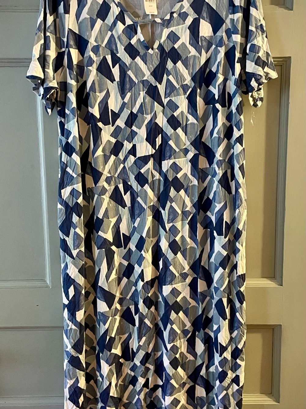 Lane Bryant Blue & White Geometric Casual Dress